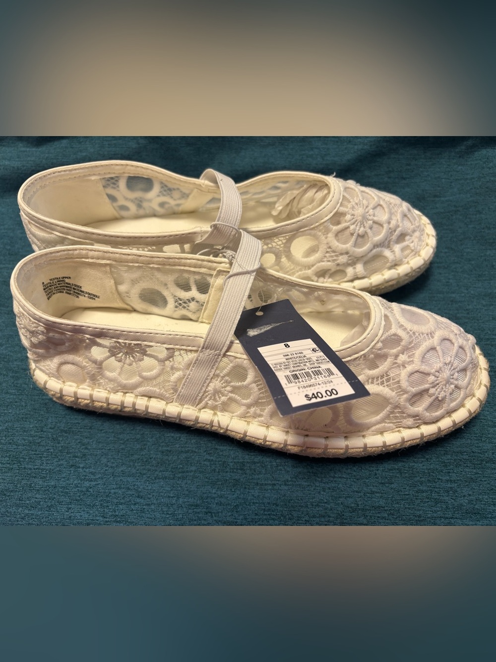 Universal Thread White Floral Lace Mary Jane Espadrille Flats